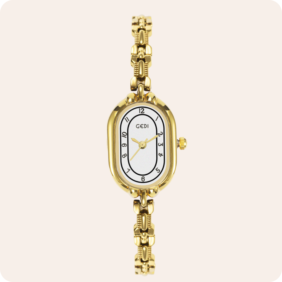 Oval Numeric Dial Link Bracelet Watch