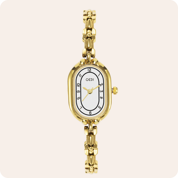 Oval Numeric Dial Link Bracelet Watch