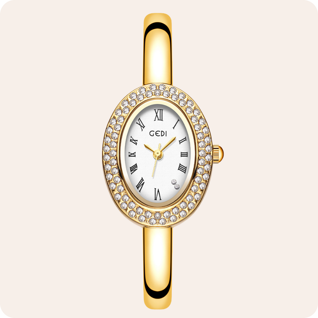 Oval Roman Crystal Bezel Bangle Watch