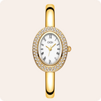 Oval Roman Crystal Bezel Bangle Watch