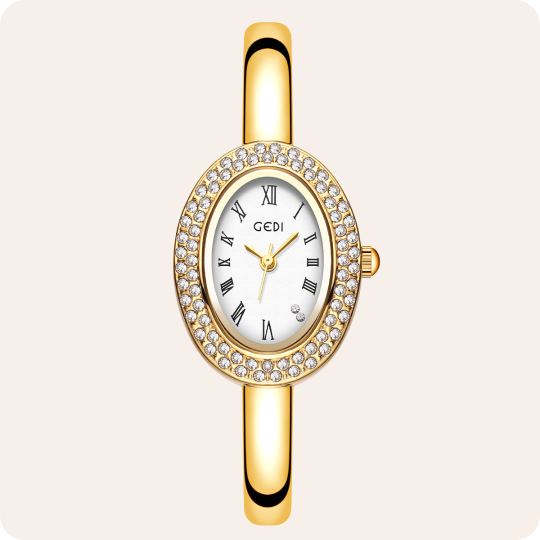 Oval Roman Crystal Bezel Bangle Watch