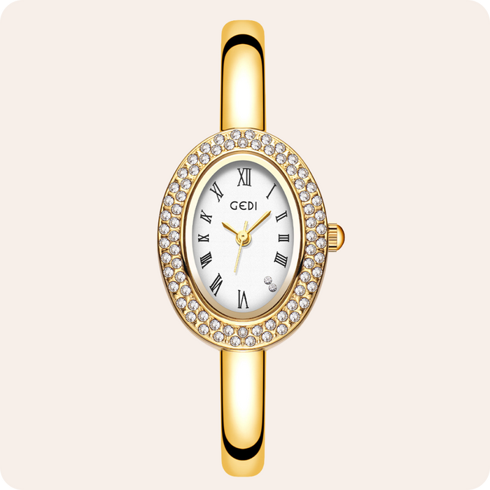 Oval Roman Crystal Bezel Bangle Watch
