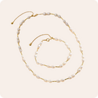 Pearl Adjustable Necklace Bracelet Set