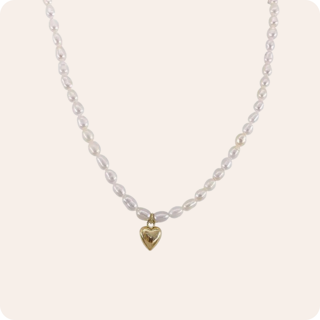 Retro Heart Pearl Beaded Necklace