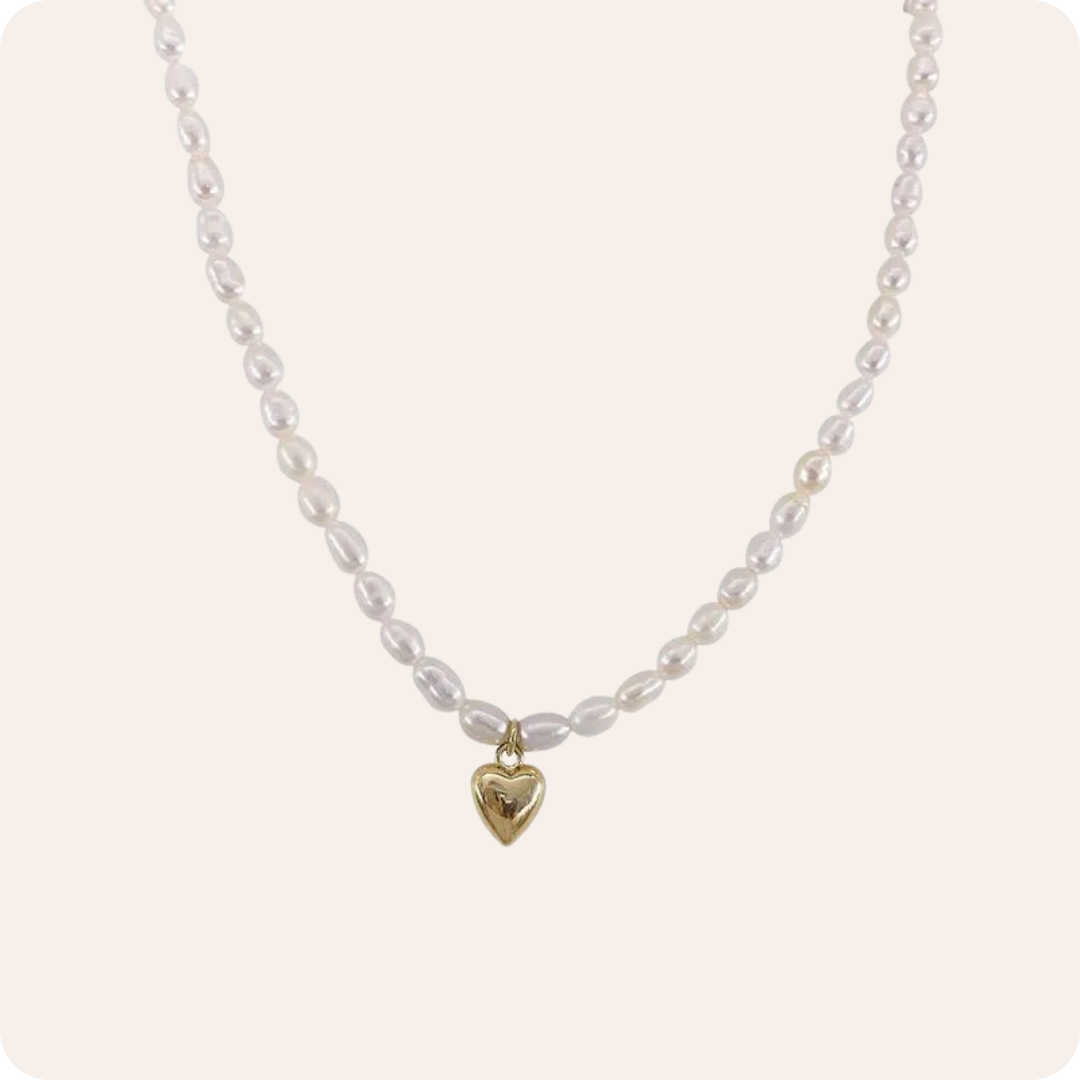 Retro Heart Pearl Beaded Necklace