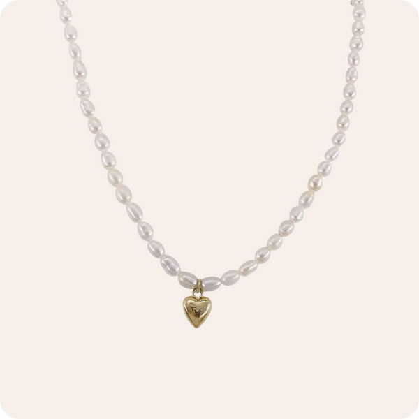 Retro Heart Pearl Beaded Necklace