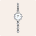 Round Crystal Bezel Floral Link Watch
