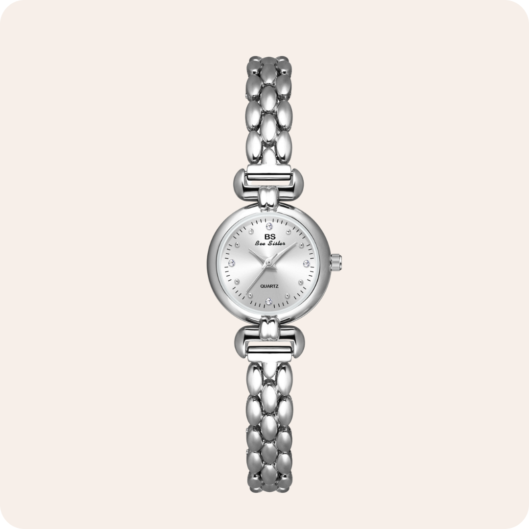 Round Crystal Dial Link Bracelet Watch