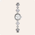 Round Minimal Dial Floral Crystal Watch