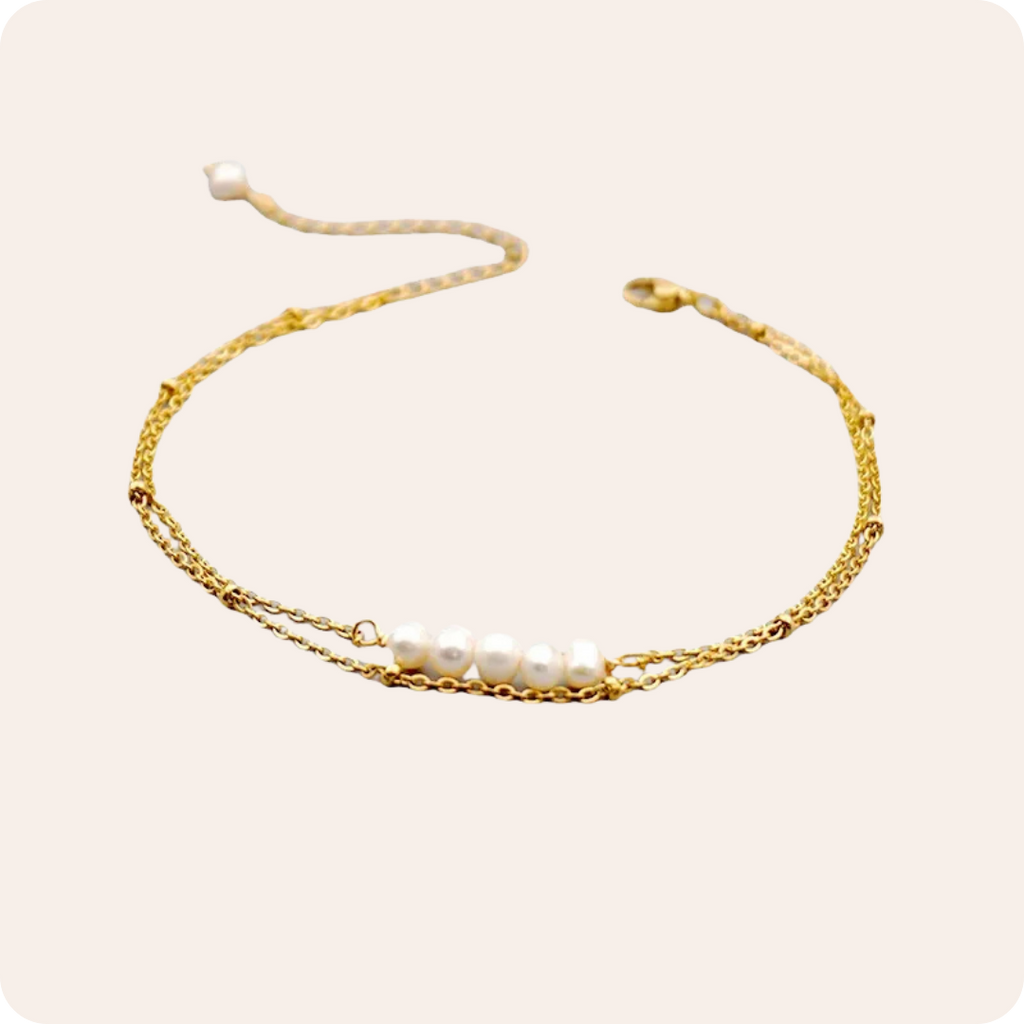 Round Pearl Titanium Steel Bracelet Anklet