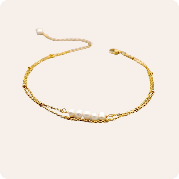Round Pearl Titanium Steel Bracelet Anklet