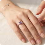Silver Birthstone Zircon Geometric Ring