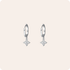 Silver Four Leaf Clover Drop Earrings