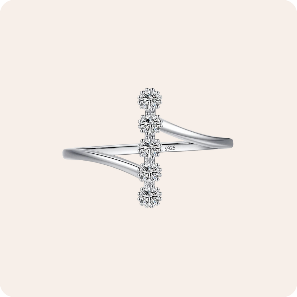 Silver Geometric Zircon Engagement Ring