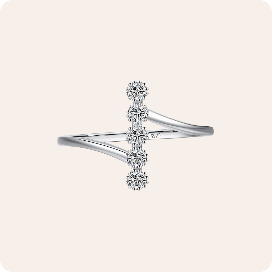 Silver Geometric Zircon Engagement Ring