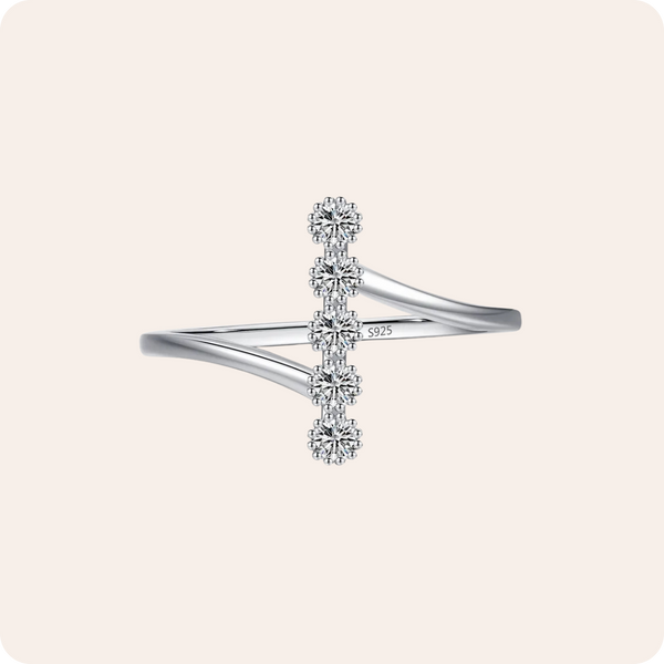 Silver Geometric Zircon Engagement Ring