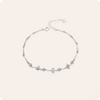 Silver Ginkgo Zircon Tube Bracelet