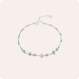Silver Ginkgo Zircon Tube Bracelet