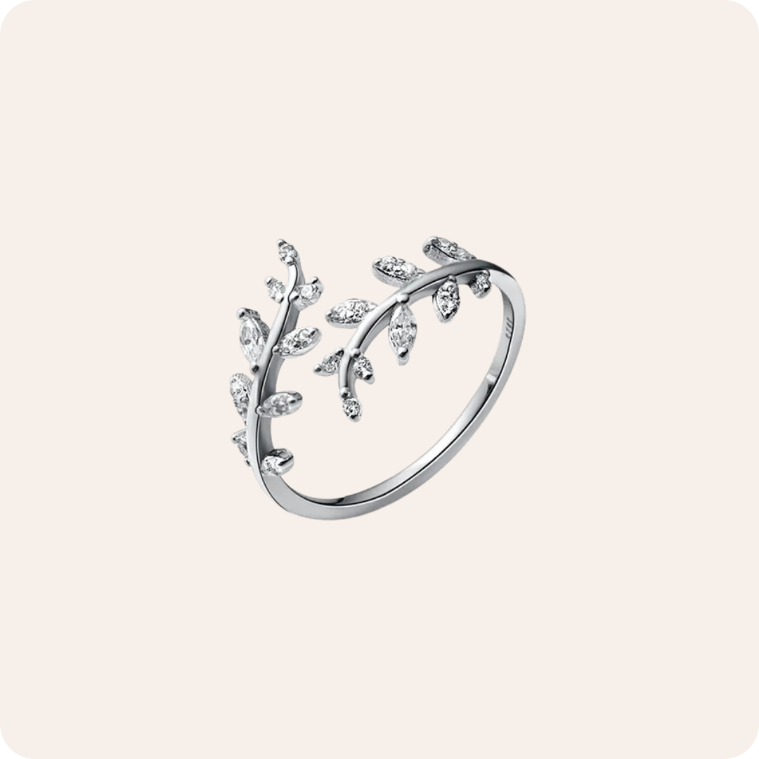 Silver Leaf Adjustable Open Ring