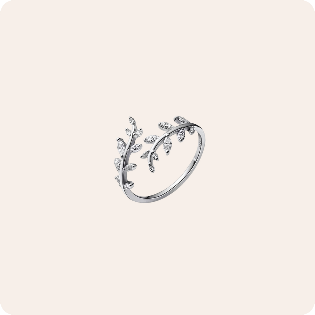 Silver Open Flower Branch Ring