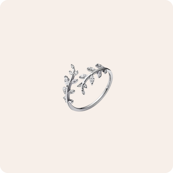 Silver Open Flower Branch Ring