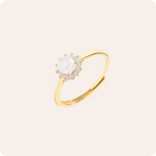 Silver Sunflower Pearl Zircon Ring