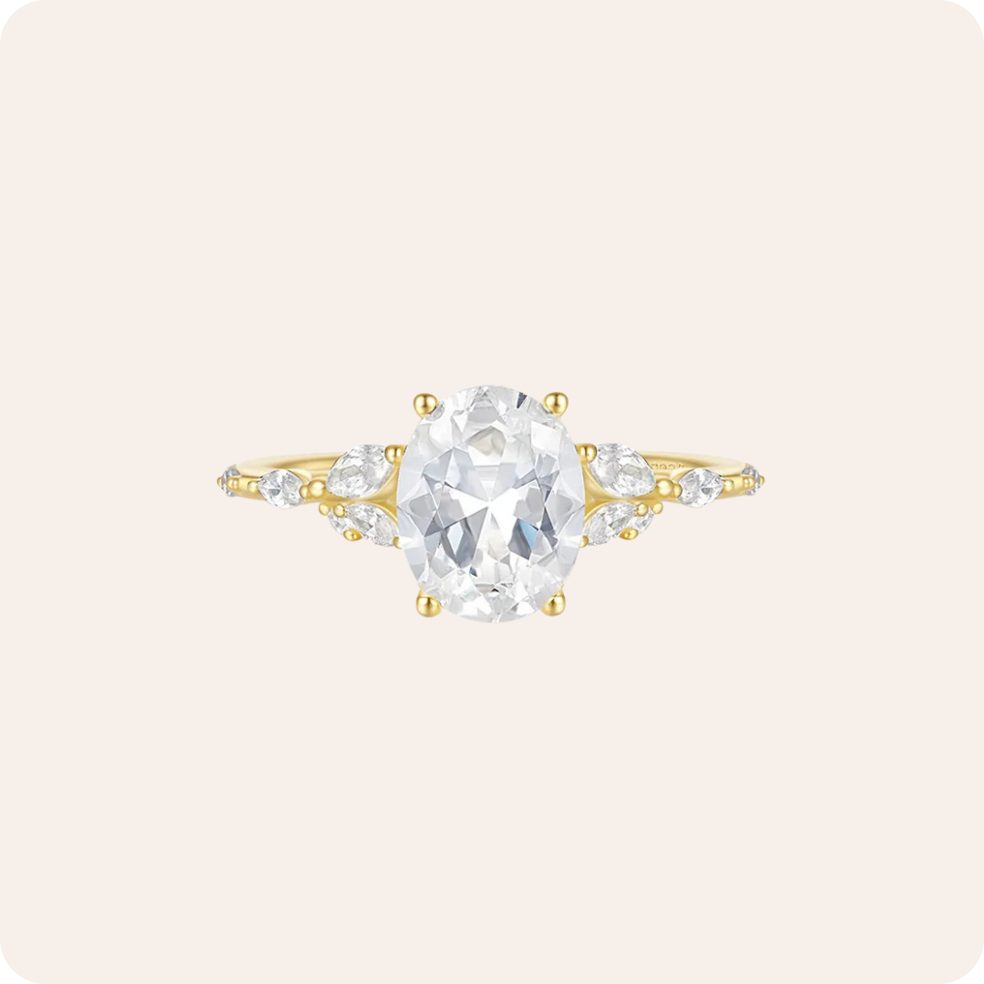 Silver Zircon Engagement Wedding Ring