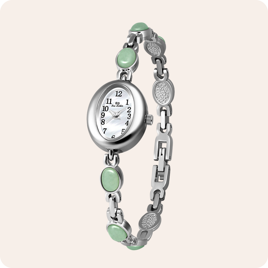 Sophisticated Oval Dial Stone Quartz Watch