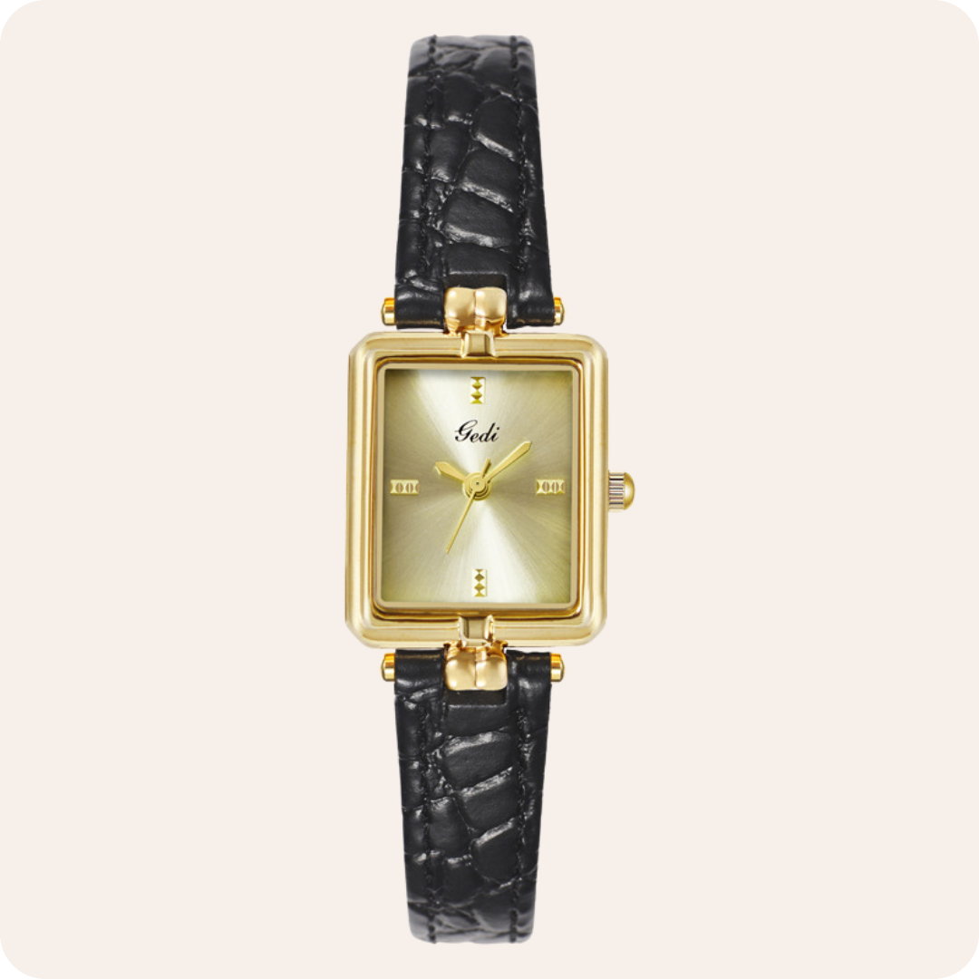 Square Minimal Dial Textured Strap Watch