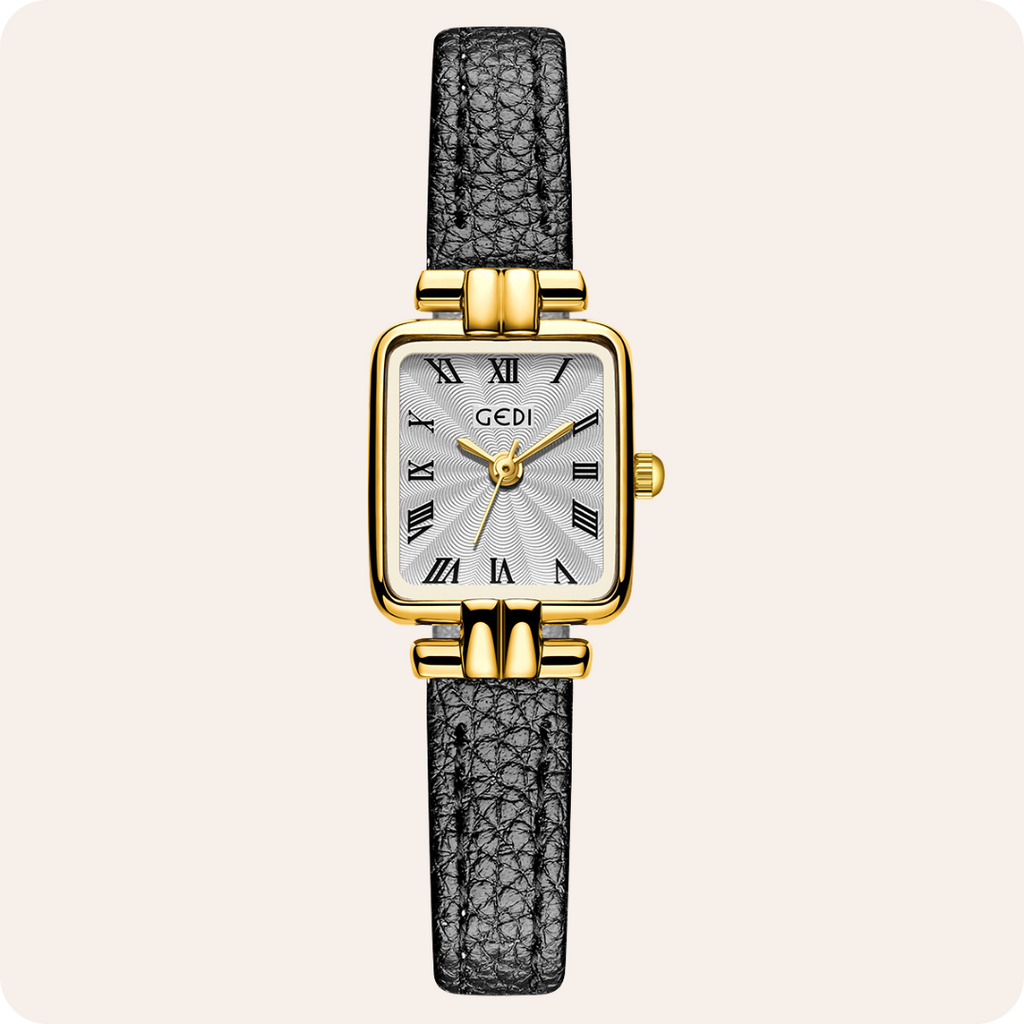 Square Roman Textured Dial Strap Watch