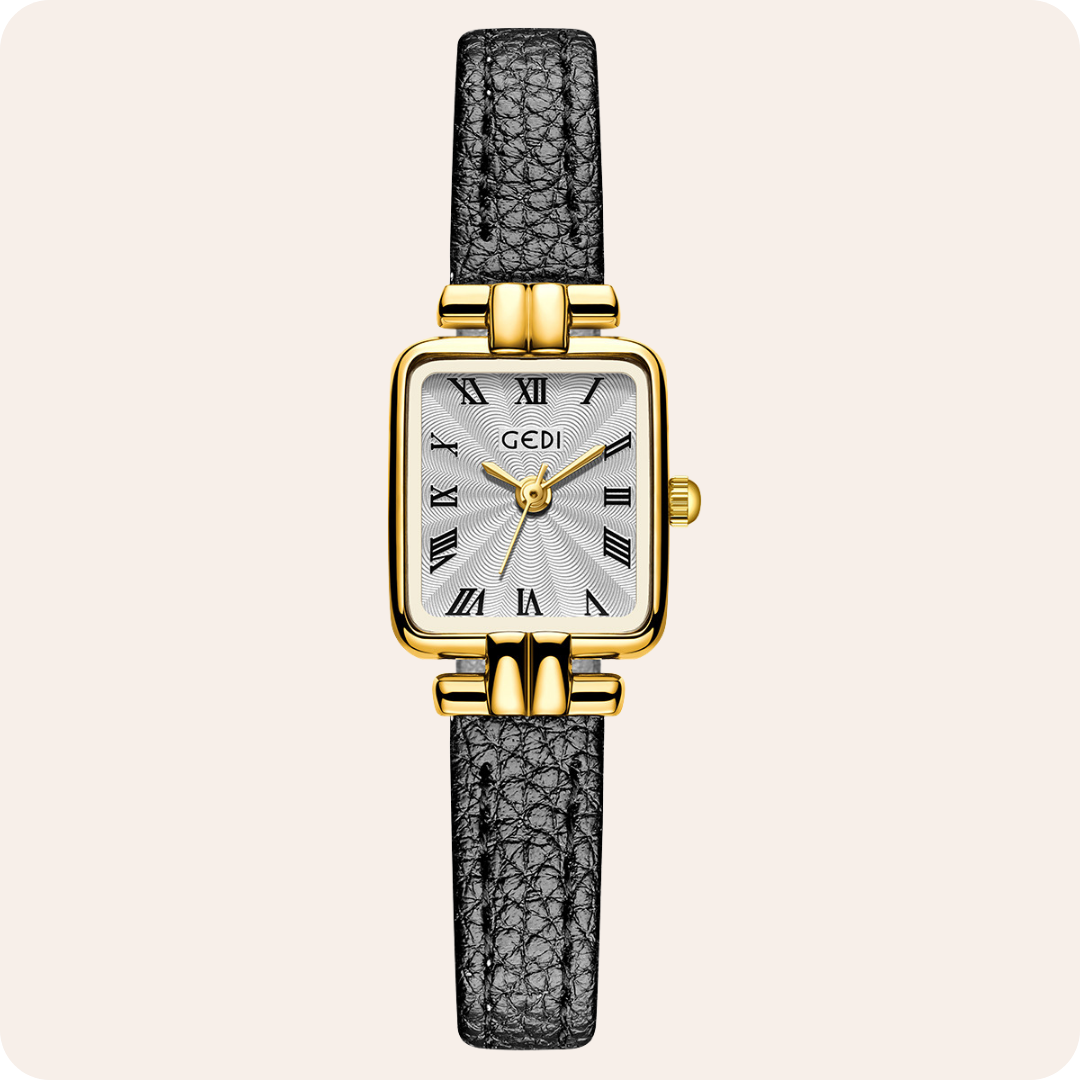 Square Roman Textured Dial Strap Watch