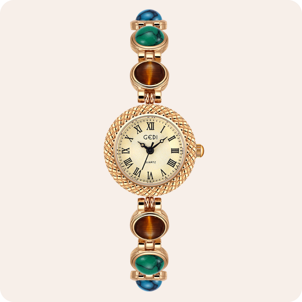 Textured Bezel Roman Dial Pearl Watch