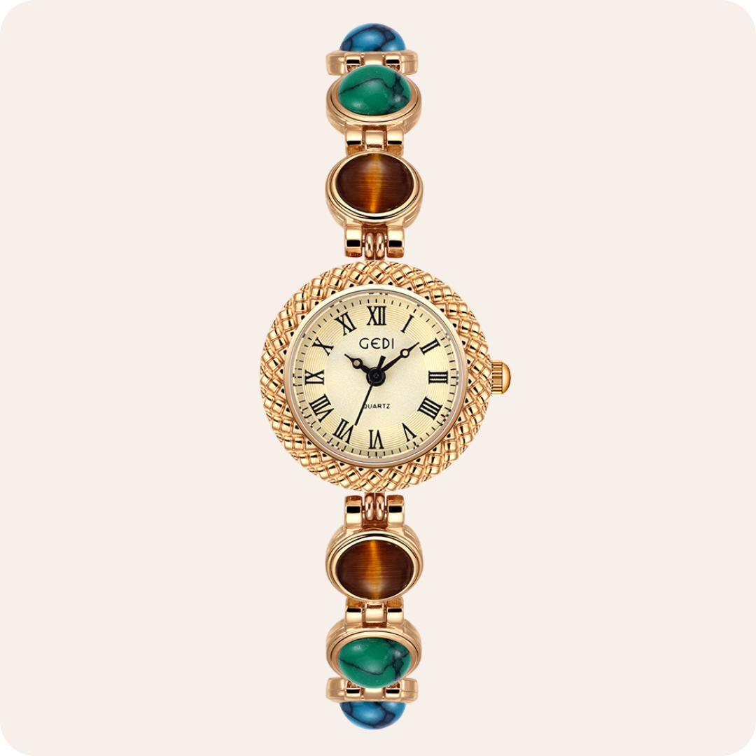 Textured Bezel Roman Dial Pearl Watch