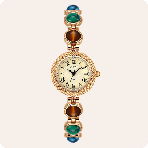 Textured Bezel Roman Dial Pearl Watch