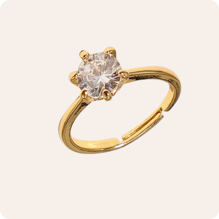 Vintage Floral Zircon Gold Plated Ring