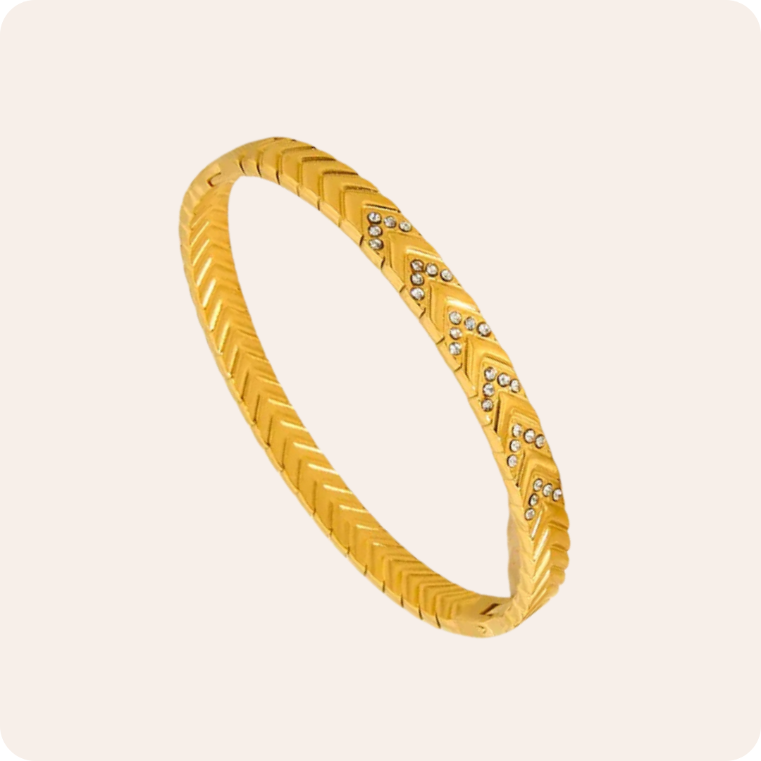 Waterproof Diamond Gold Plated Steel Bangle