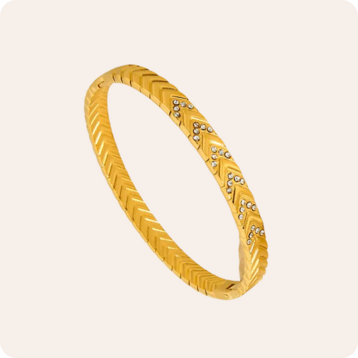 Waterproof Diamond Gold Plated Steel Bangle
