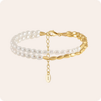 White Gold Geometric Pearl Bracelet