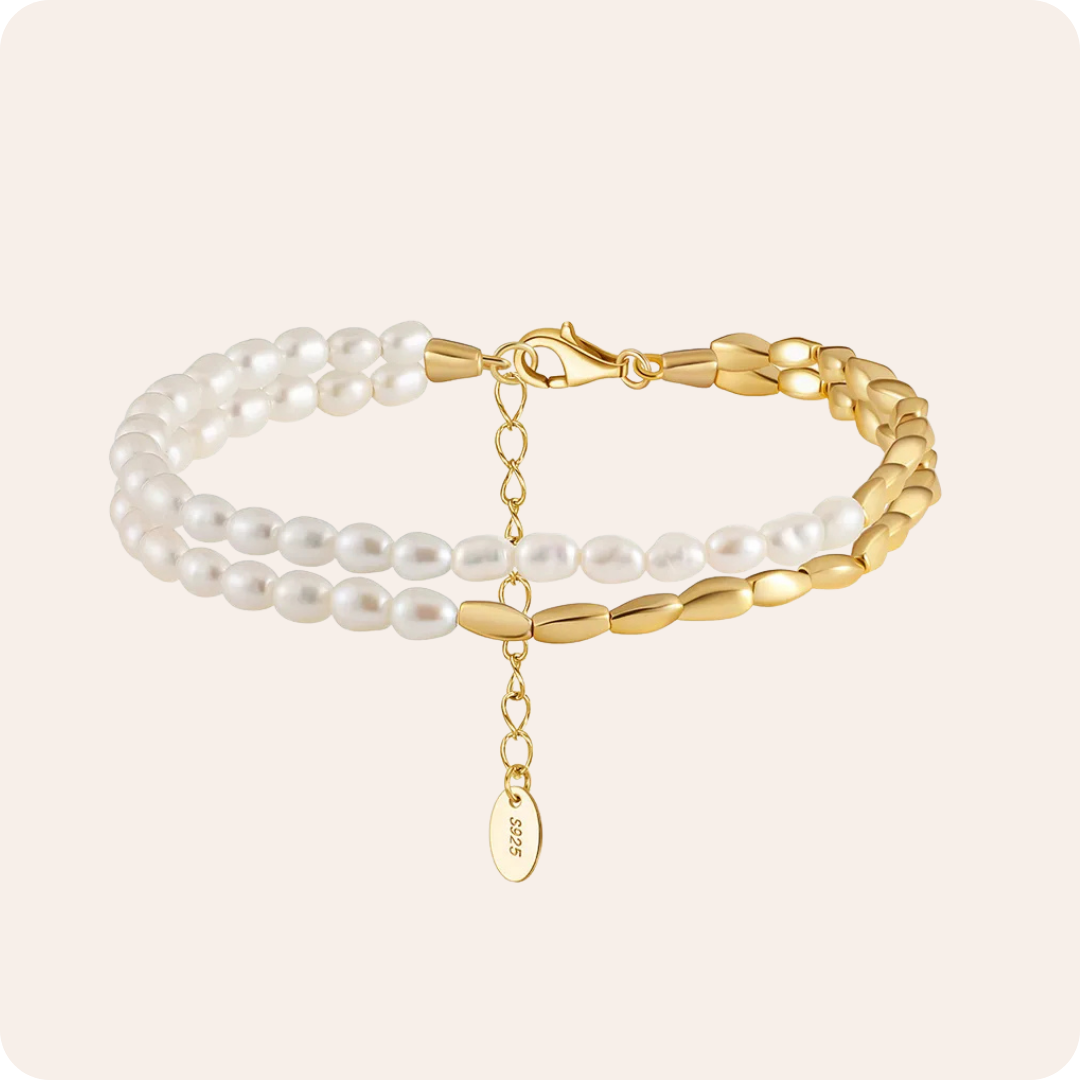 White Gold Geometric Pearl Bracelet
