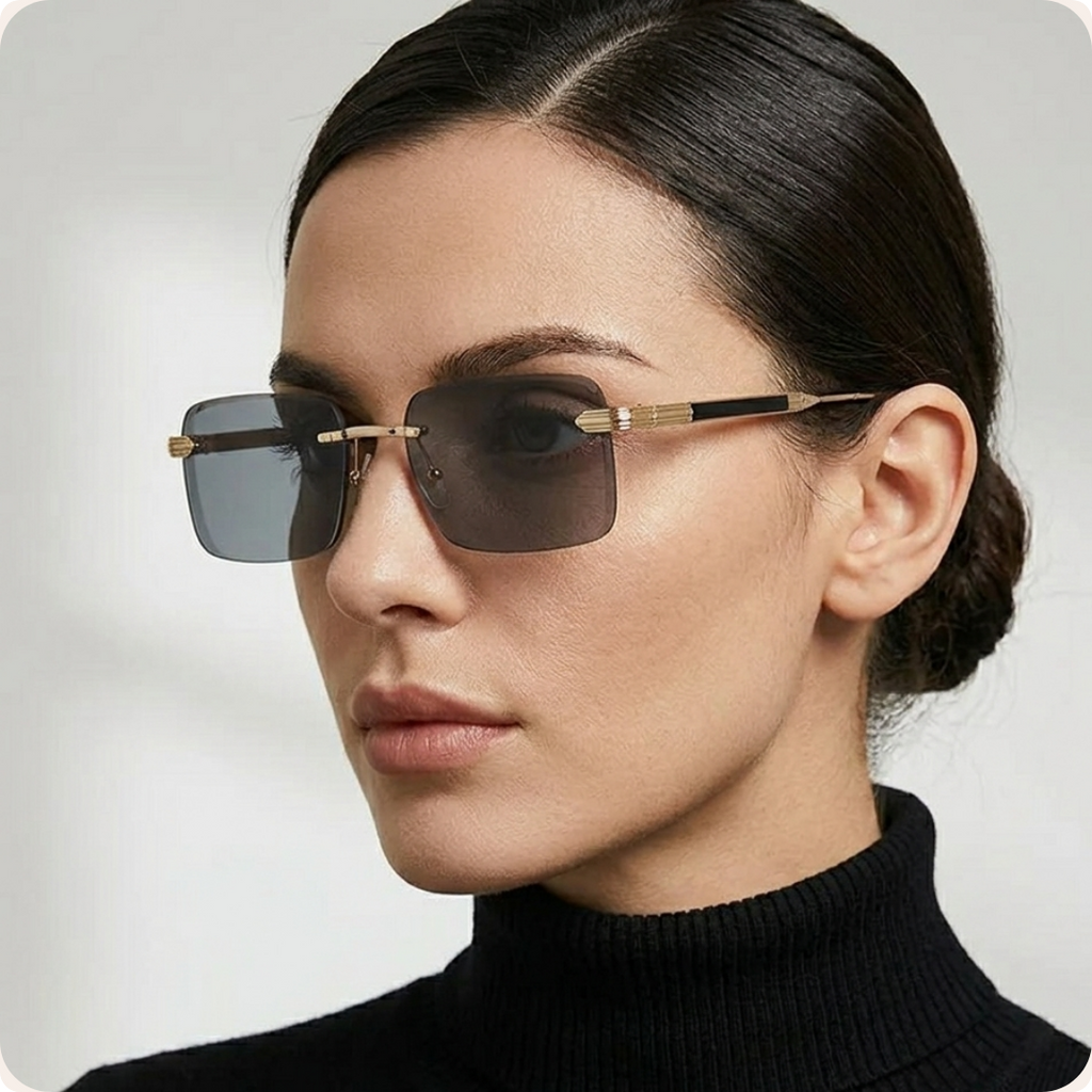 Women's Frameless Square Gold Sunglasses