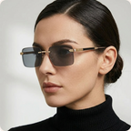Women's Frameless Square Gold Sunglasses