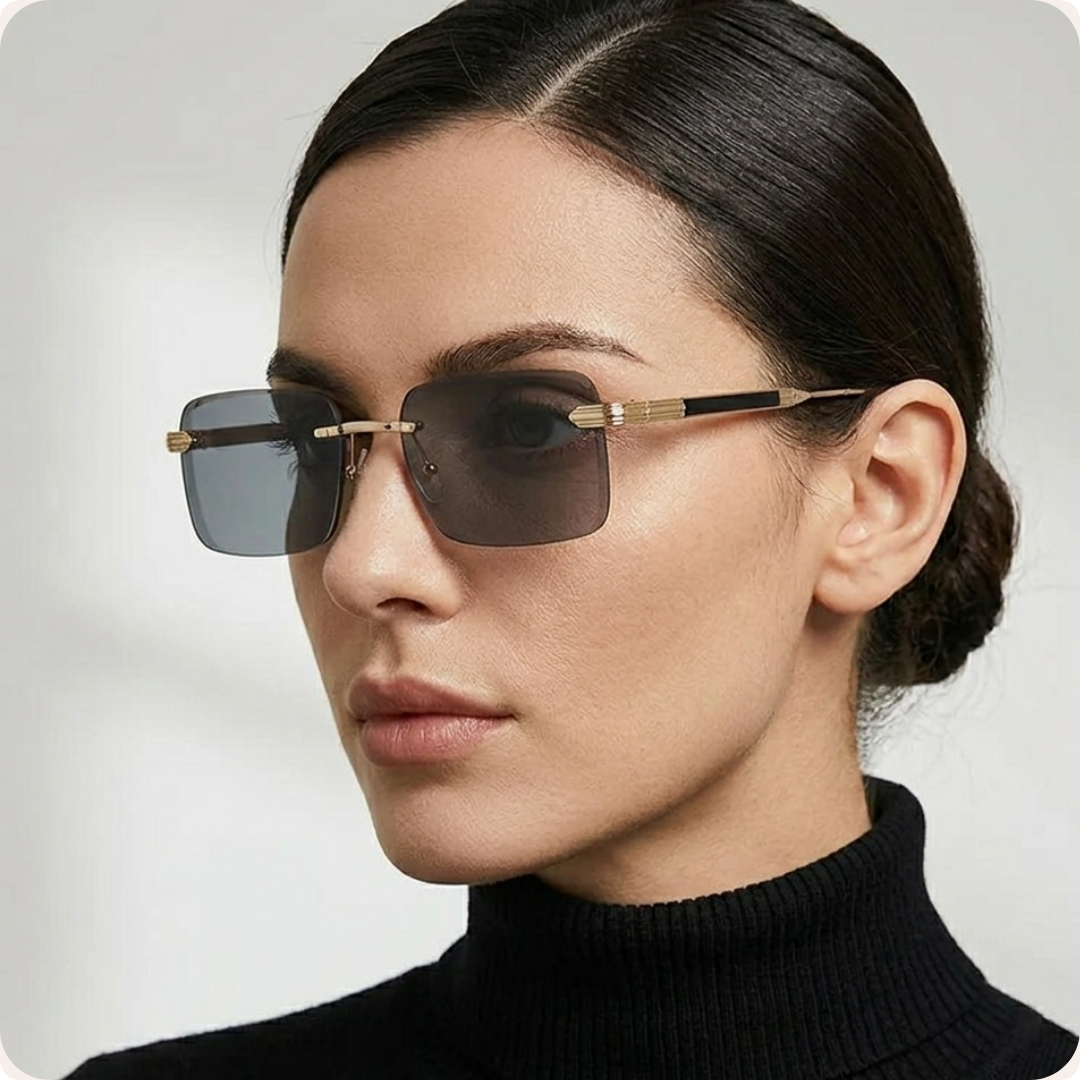 Women's Frameless Square Gold Sunglasses