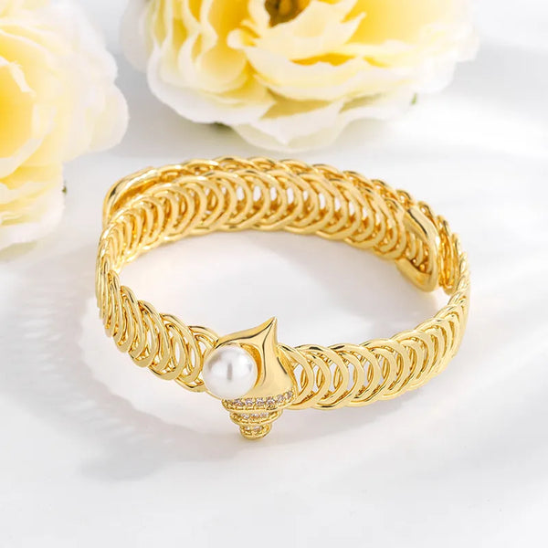 Gold Marine Zircon Seahorse Bangle