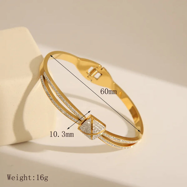 Diamond-Shine Zircon Gold Bangle
