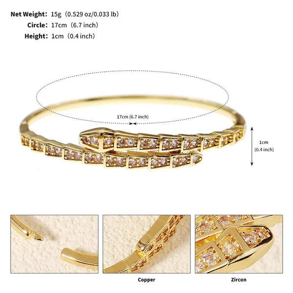 French Love Zircon Gold Bangle Woven