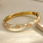 Bohemian Maple Leaf Enamel Bangle Orange & White