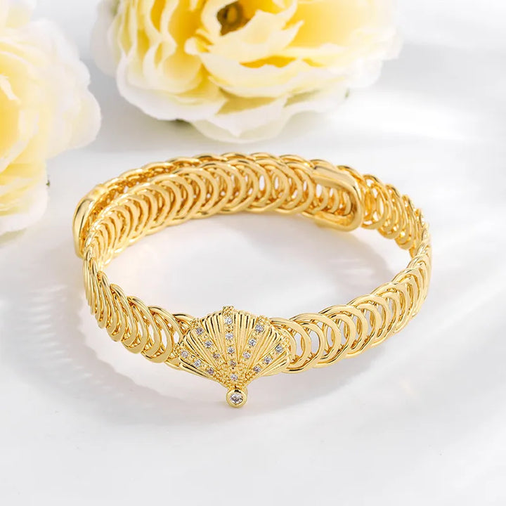 Gold Marine Full Zircon Conch Bangle
